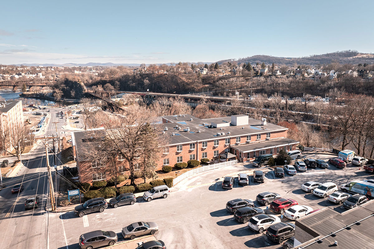 Aerial view of building